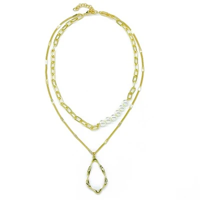 Conjunto de collar de perlas de oro
